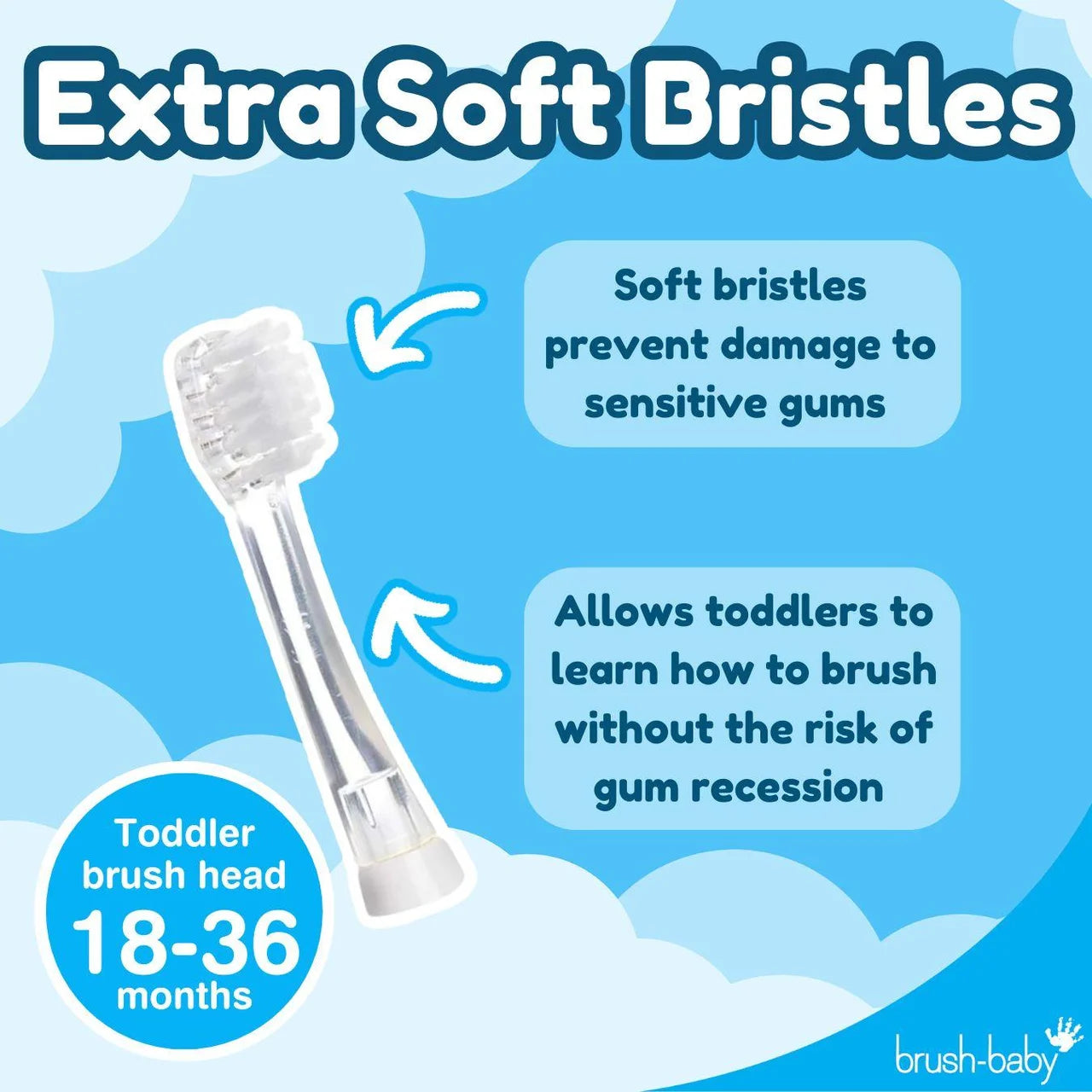 Brush-Baby BabySonic Replacement Toothbrush Heads, 18-36 mths , 4 per pack