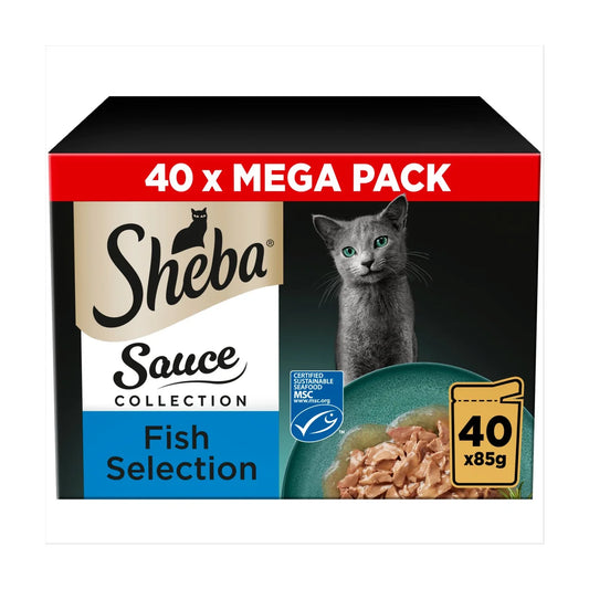 SHEBA Sauce Collection Adult Cat Food Fish Selection Pouch 40 x 85g