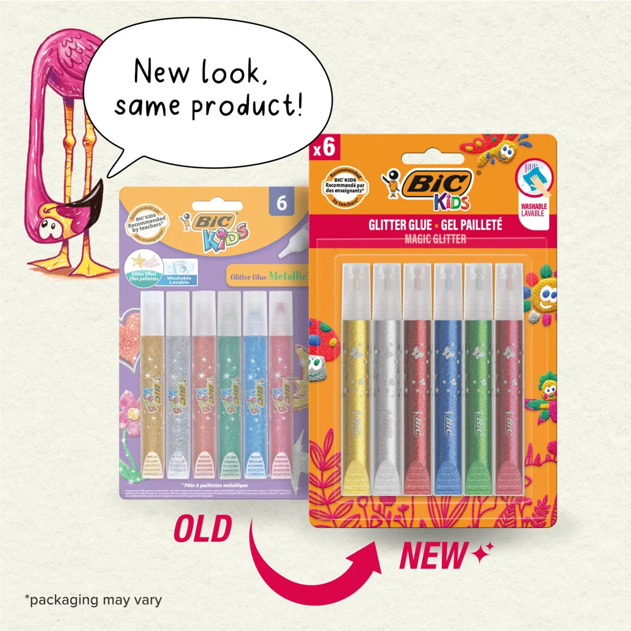 BIC Kids Metallic Glitter Glue Pack 6 per pack