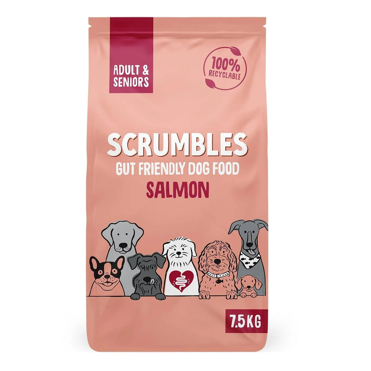 Scrumbles Adult and Seniors Grain Free Salmon Dry Dog Food 7.5kg
