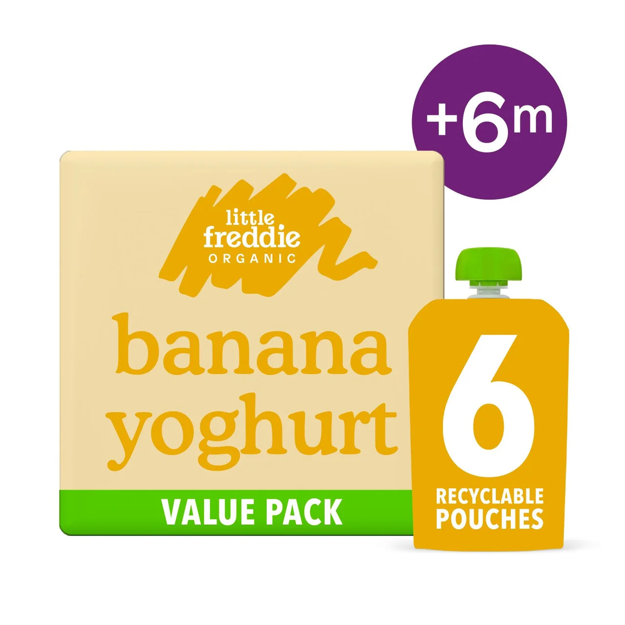 Little Freddie Banana Greek Style Yoghurt Baby Pouch Multipack 6+ Months 6 x 100g