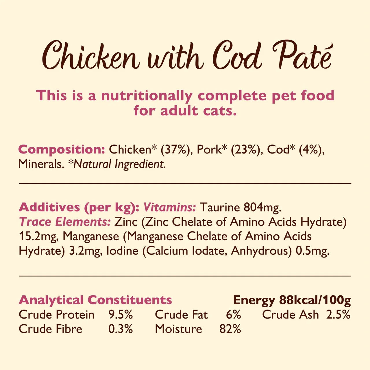 Lily's Kitchen Cat Smooth Chicken & Cod Pate 85g