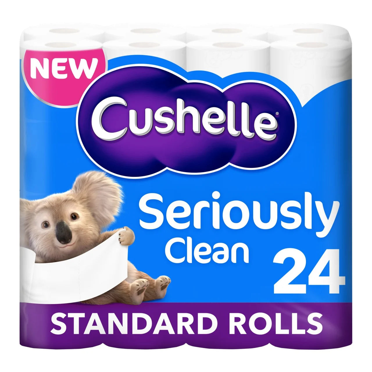Cushelle Seriously Clean Toilet Roll, Standard Rolls 24 per pack