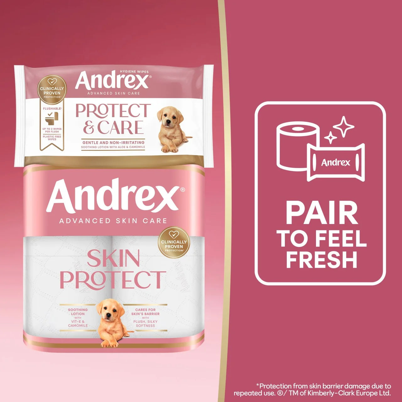 Andrex Protect & Care Hygiene Wipes 36 per pack