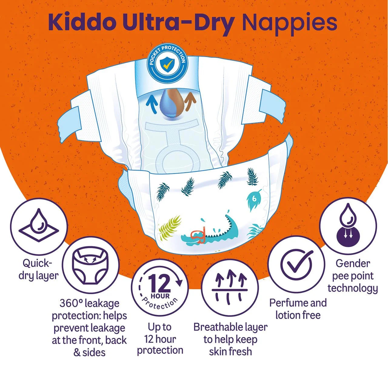 Ocado Kiddo Ultra-Dry Nappies Size 6 (13-18kg) 30 per pack