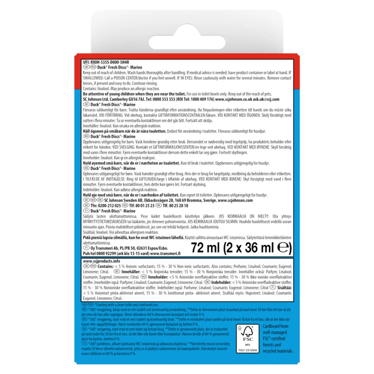 Duck Toilet Fresh Discs Duo Refills Marine 2 x 36ml