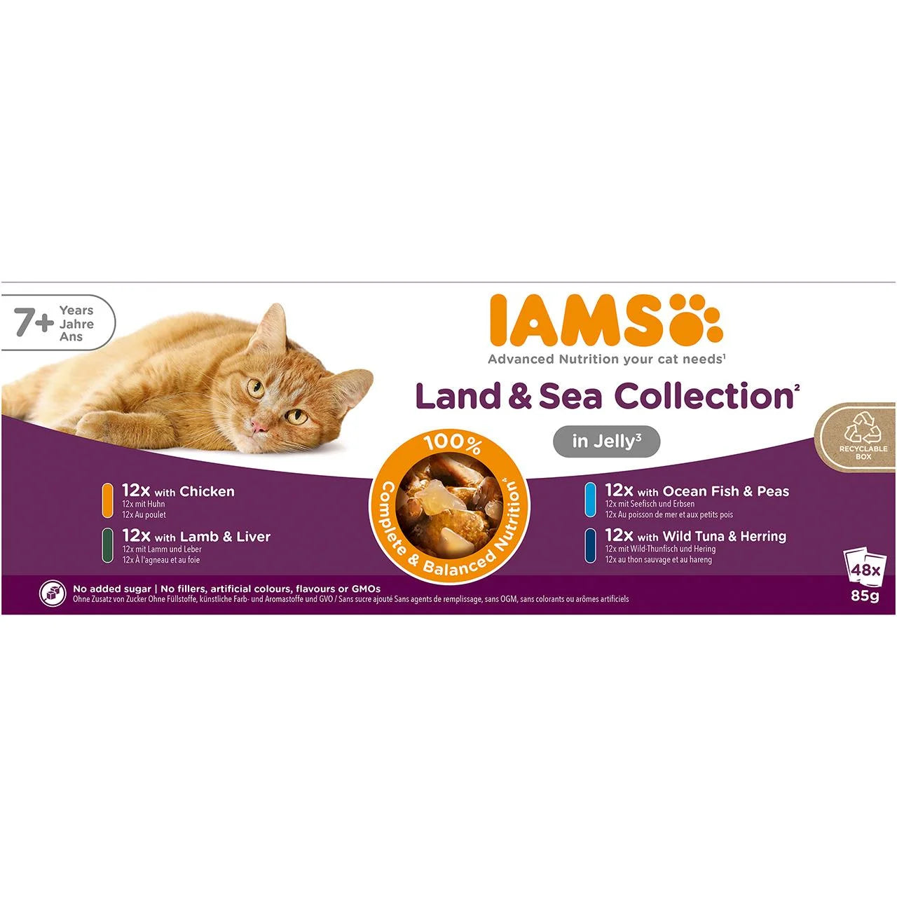 IAMS Senior Wet Cat Food Meat & Fish Variety Mix in Jelly 48 x 85g
