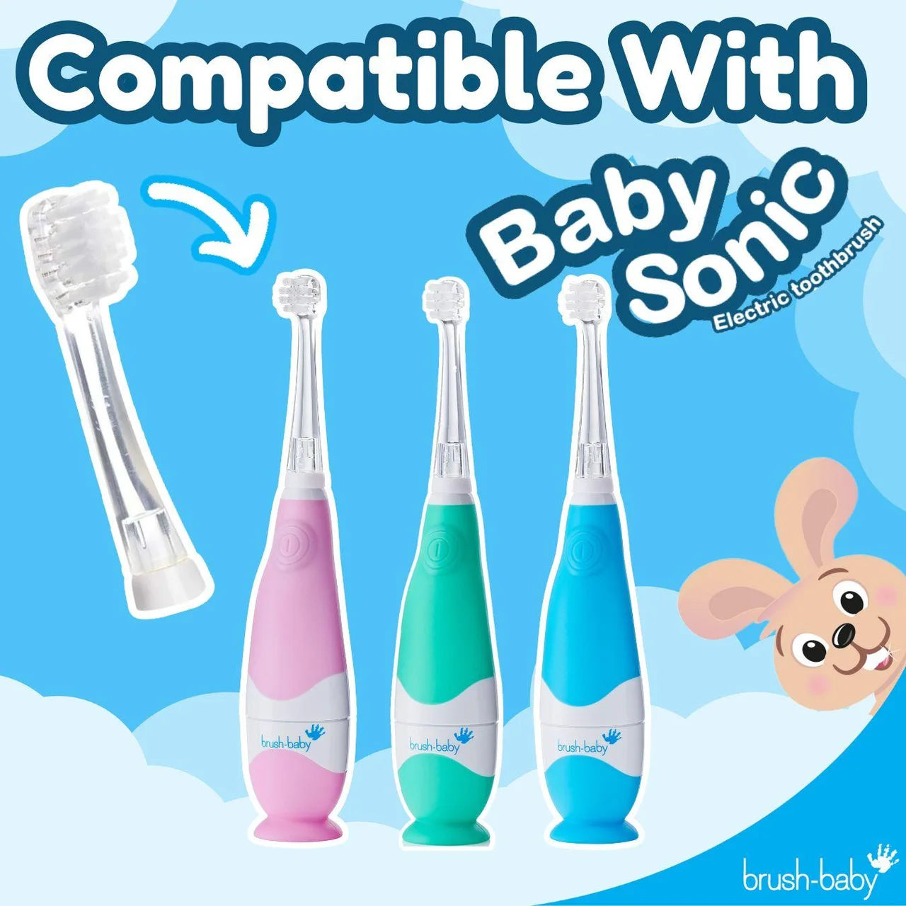 Brush-Baby BabySonic Replacement Toothbrush Heads, 18-36 mths , 4 per pack