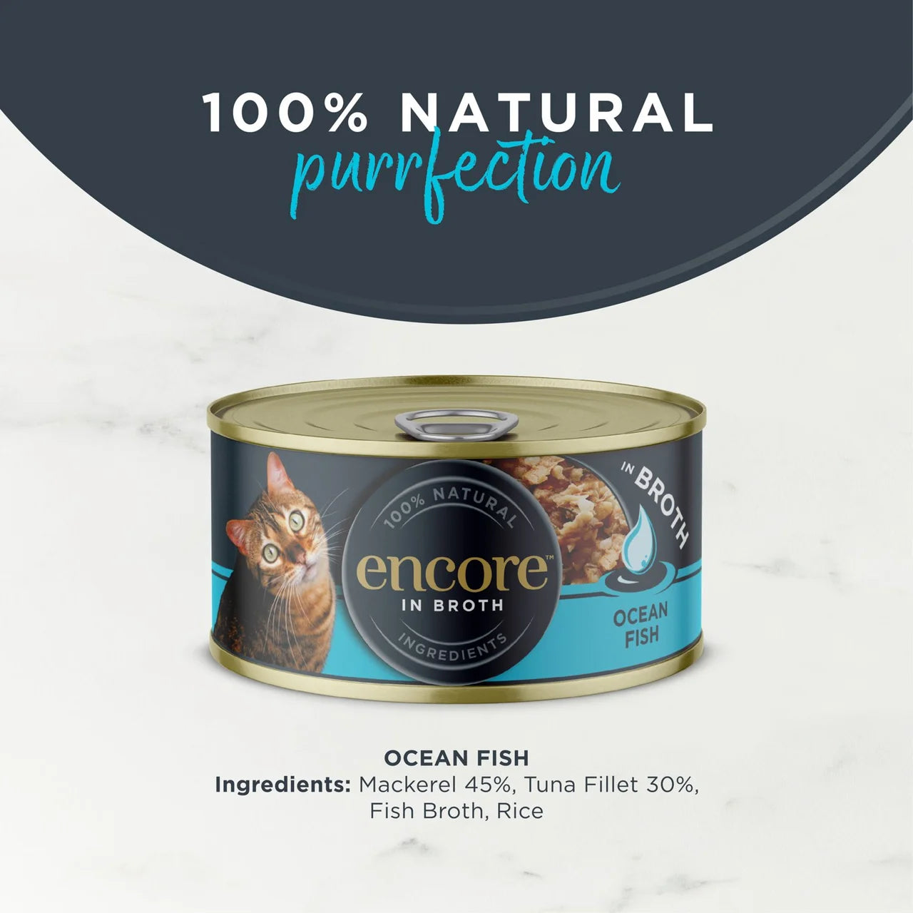 Encore Natural Wet Cat Food Tin Ocean Fish in Broth 70g