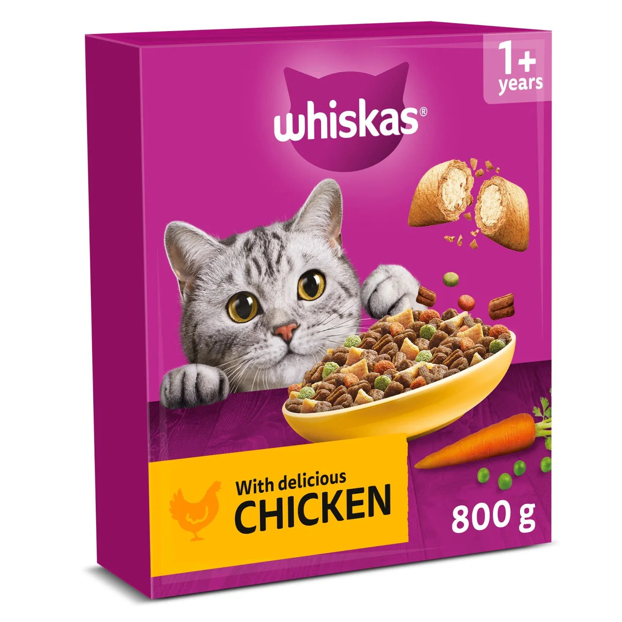 Whiskas 1+ Adult Dry Cat Food with Chicken 800g