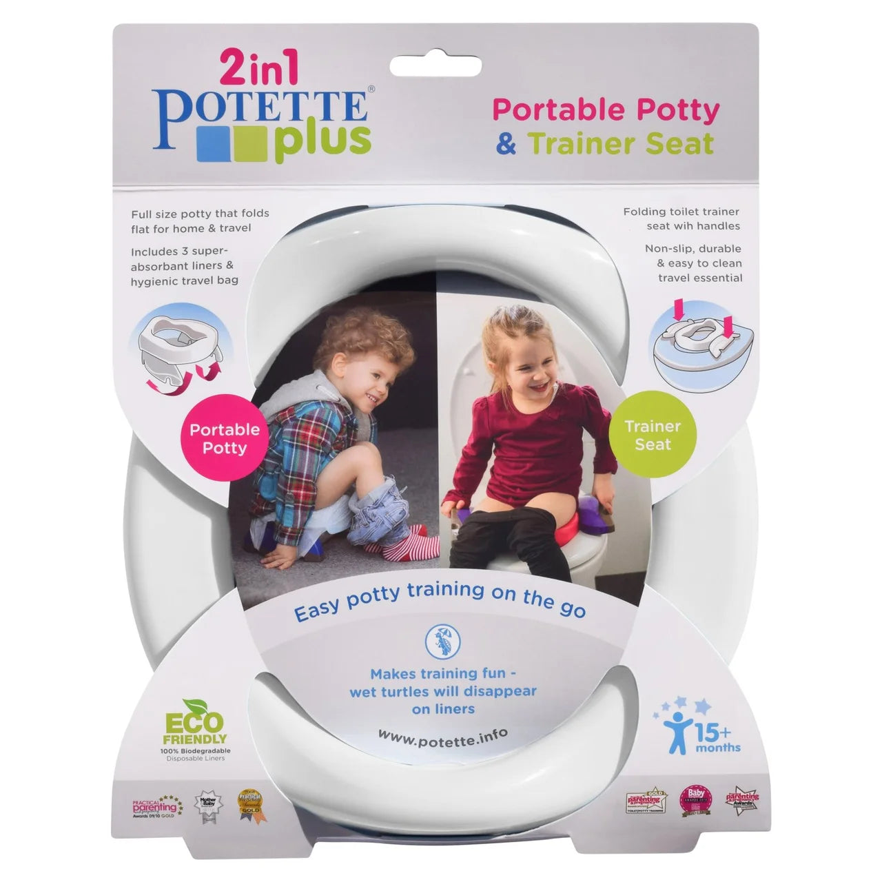 Potette Plus 2in1 Folding Portable Potty, White