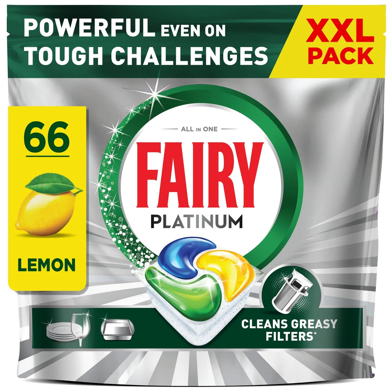 Fairy Platinum Dishwasher Tablets Lemon 66ct