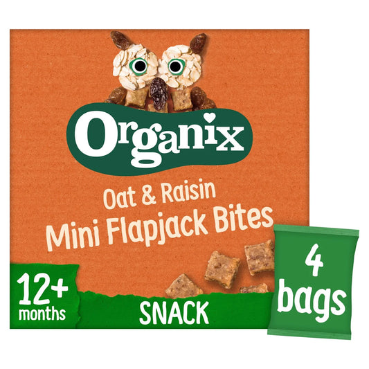 Organix Oat & Raisin Mini Flapjack Bites Toddler Snack Multipack 12+ Months 4 x 20g