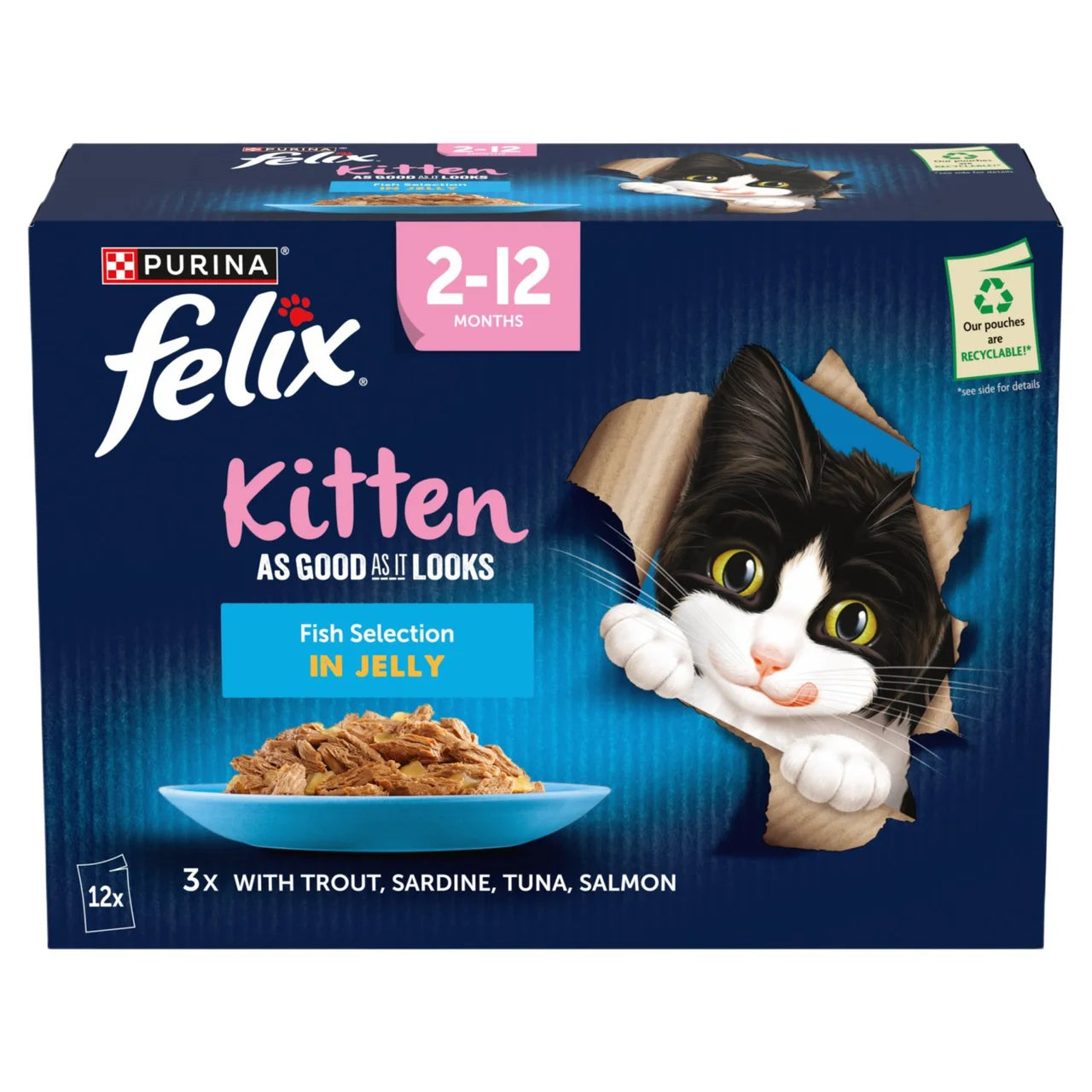 Felix As Good As it Looks Kitten Fish in Jelly Wet Cat Food 12 x 85g