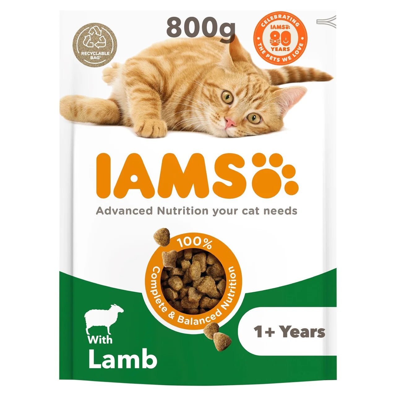 IAMS Advanced Nutrition Adult Cat Food With Lamb 800g