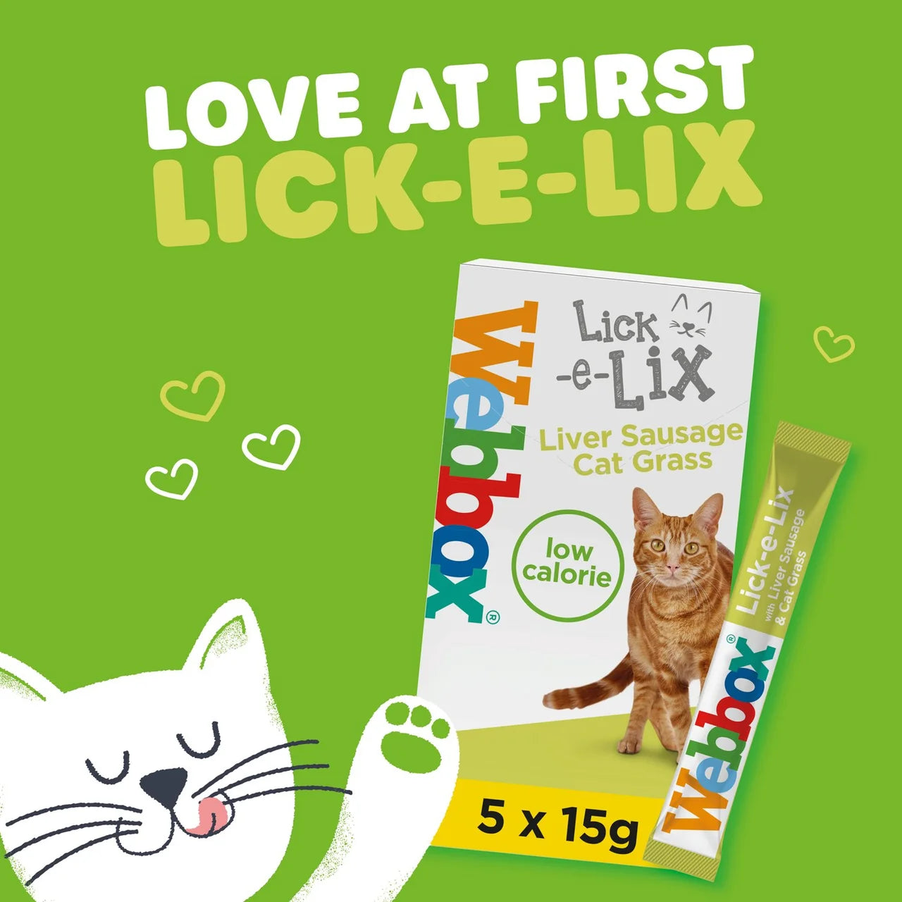 Webbox Lick-e-Lix Liver with Cat Grass Cat Treat 5 x 15g