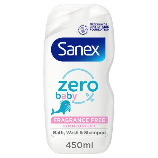 Sanex Zero% Fragrance Free Baby Bath & Wash 450ml