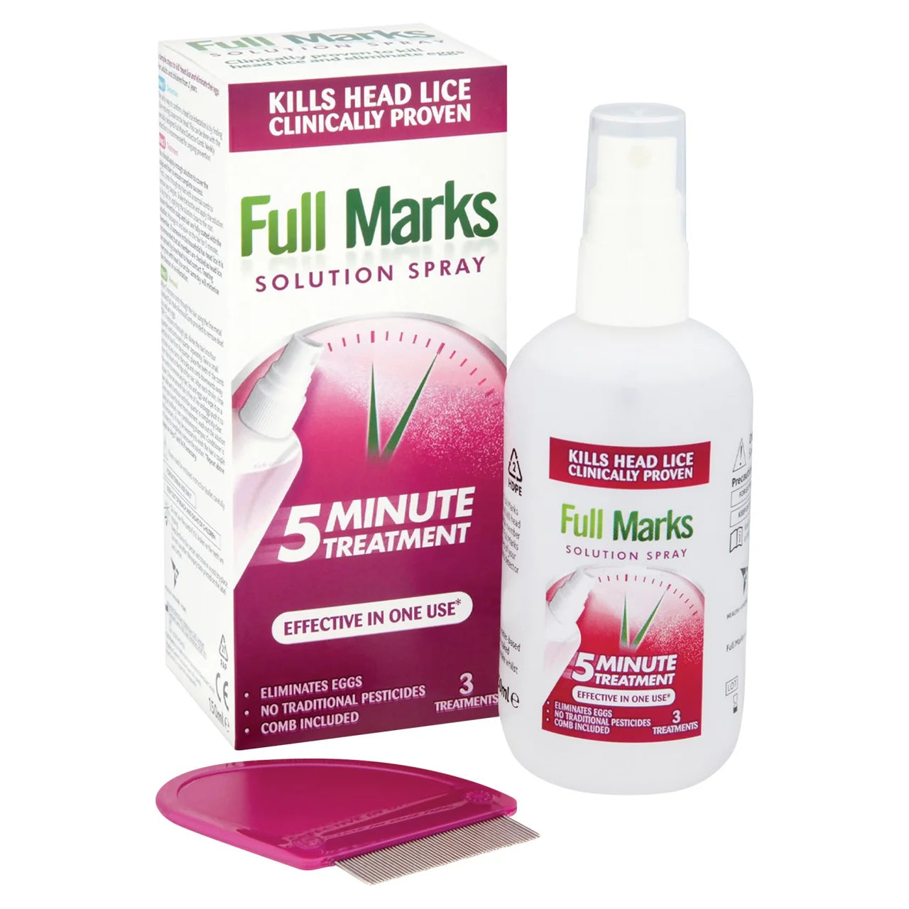 Full Marks Head Lice Removal Treatment with Nit Comb 150ml