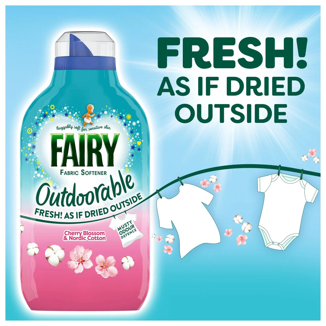 Fairy Outdoorable Fabric Conditioner Cherry Blossom & Nordic Cotton 86 Wash 1204ml