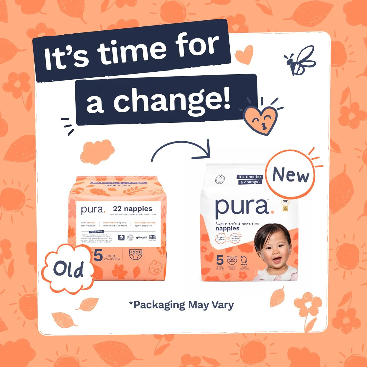 Pura Nappies Size 5 ,22 per pack