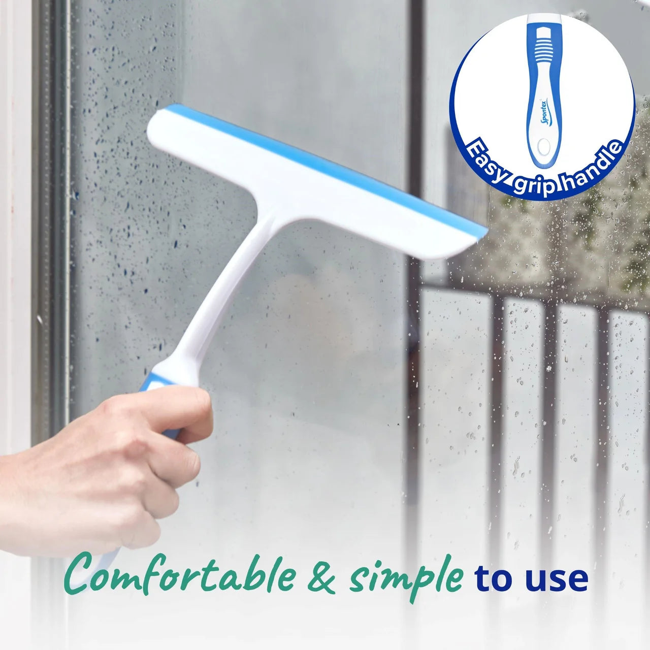 Spontex Window & Shower Squeegee Streak Free Bathroom Glass Cleaner