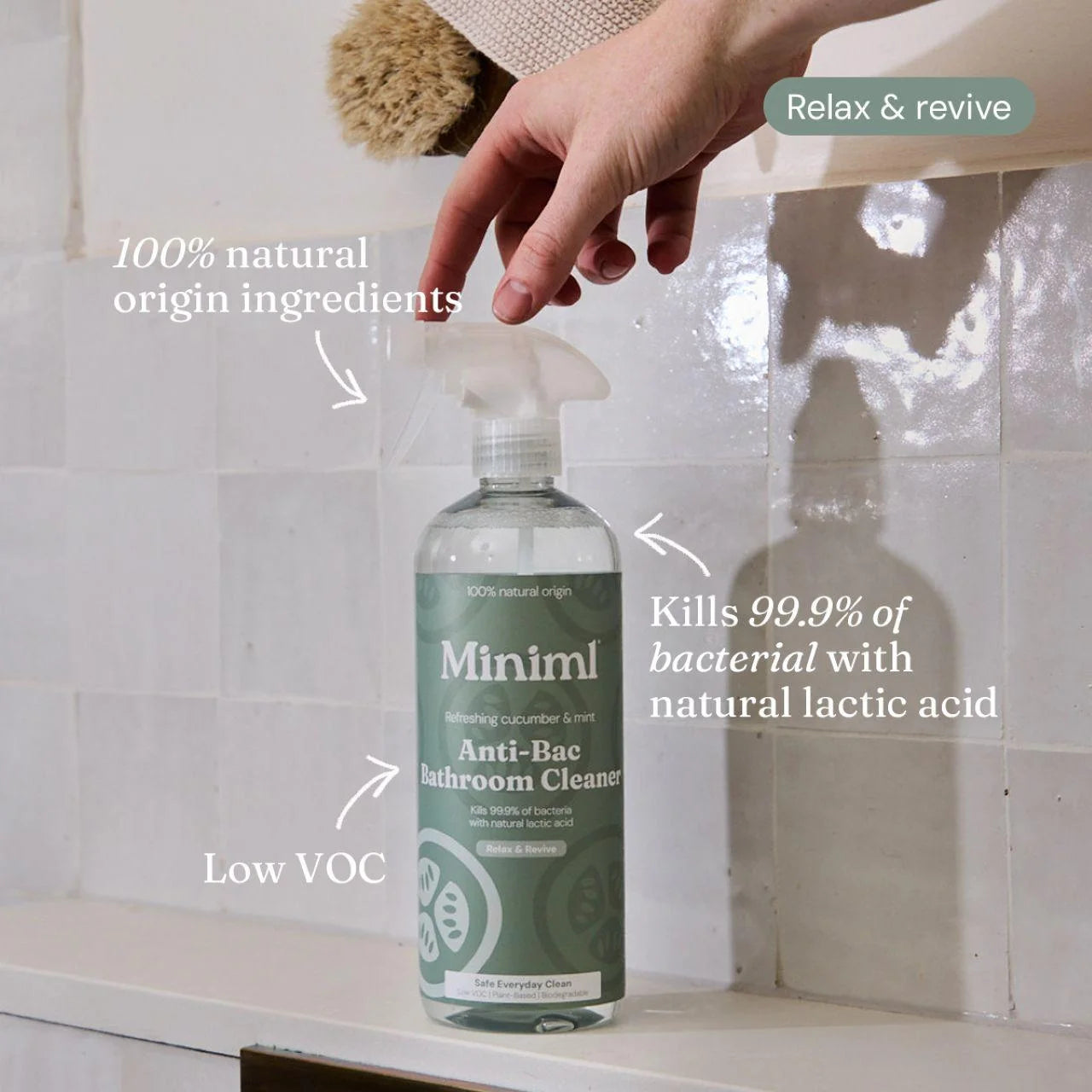 Miniml Cucumber & Mint Anti-Bac Bathroom Cleaner Spray 750ml