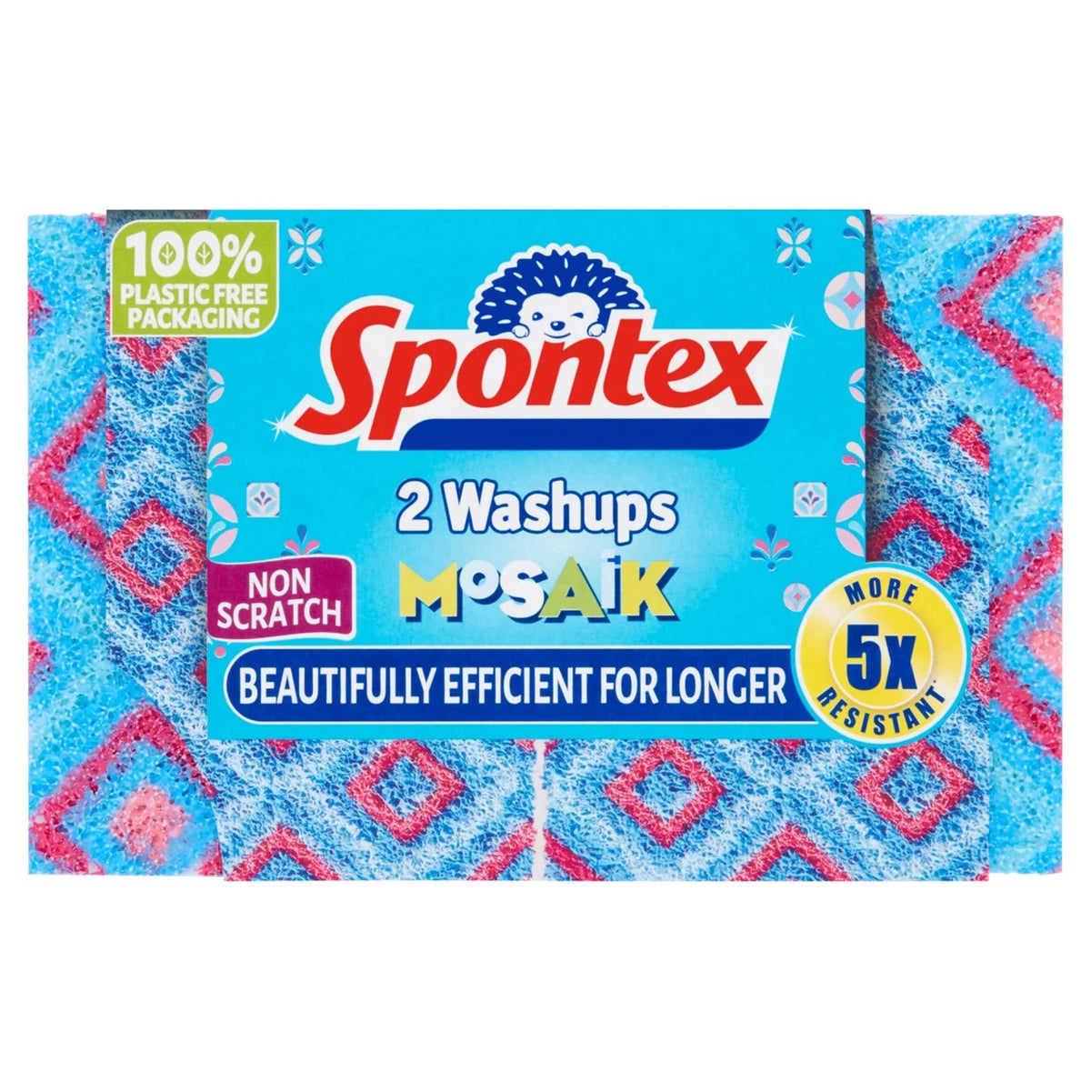 Spontex Mosaik Non-Scratch Washups - 5x Longer Lasting Sponge Scourers 2 per pack