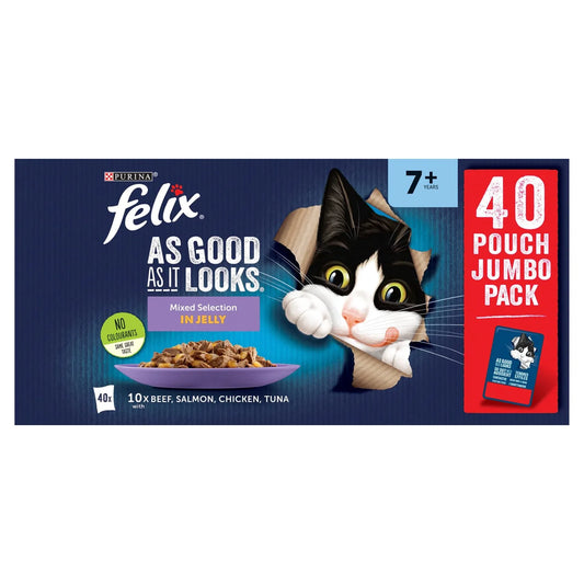 Felix As Good As it Looks Senior 7+ Mixed in Jelly Wet Cat Food 40 x 85g
