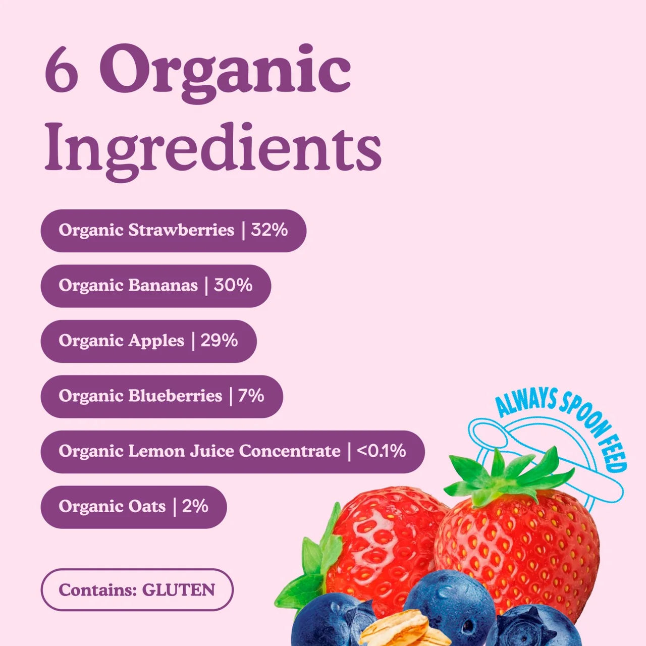 Little Freddie Strawberry, Blueberry & Oats Baby Pouch Multipack 6+ Months 6 x 100g