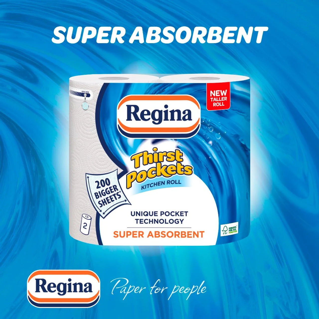 Regina Thirst Pockets Kitchen Roll 2 per pack