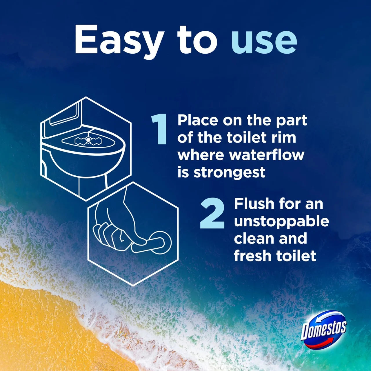 Domestos Power 5 Toilet Rim Block Ocean 2 per pack
