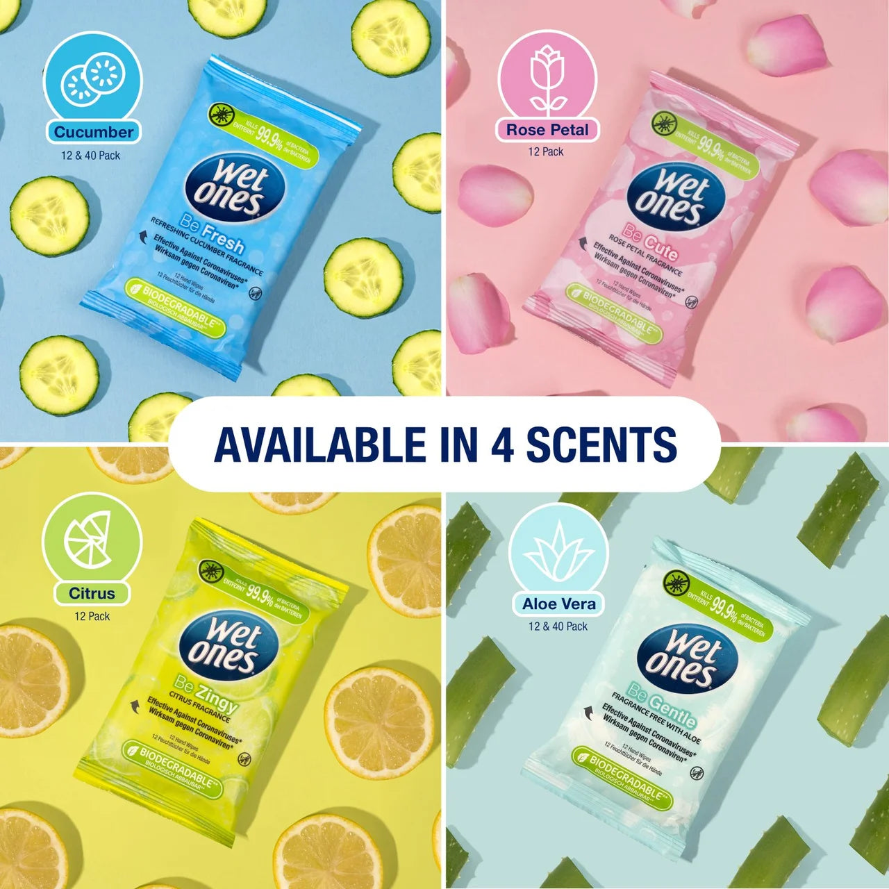 Wet Ones Be Gentle Antibacterial Wipes 40 per pack