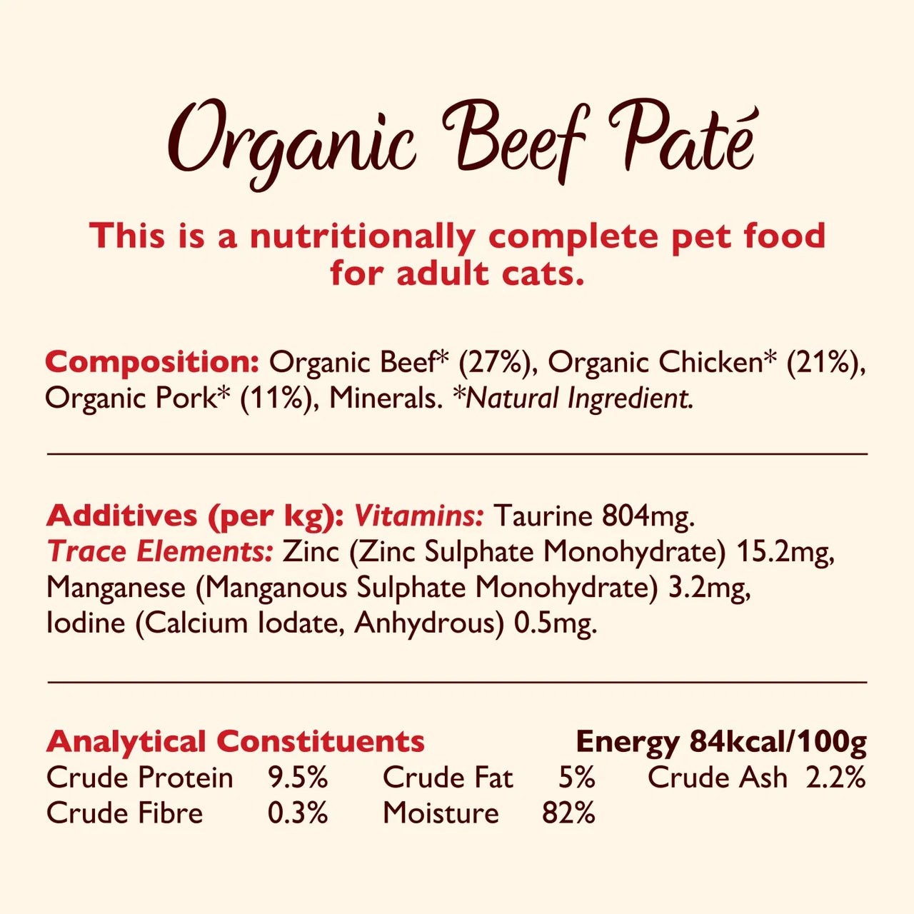 Lily's Kitchen Organic Beef Dinner for Cats 85g