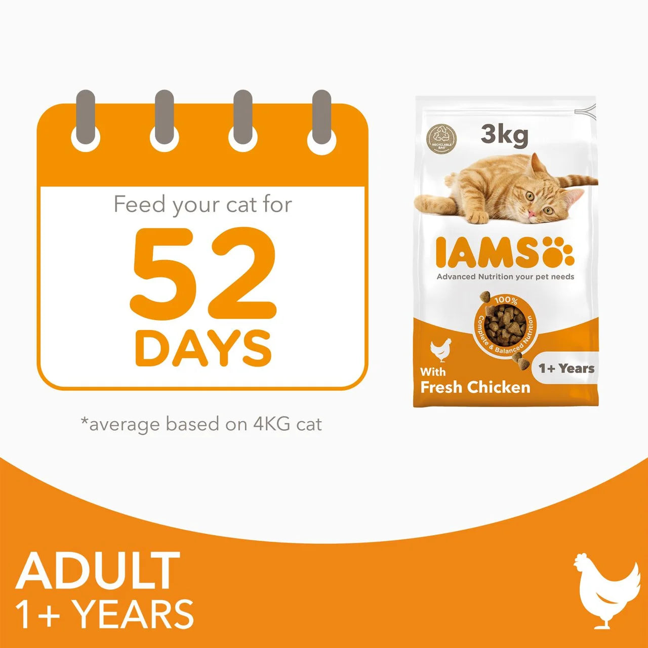 IAMS Adult Dry Cat Food Chicken 3kg