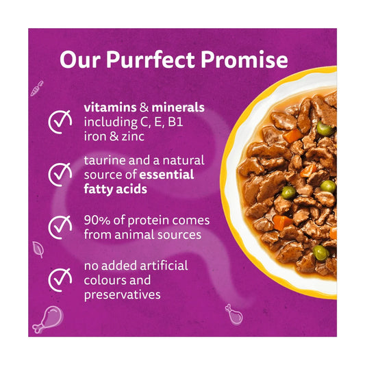 Whiskas 1+ Wet Cat Food Pouches Aromatic Poultry in Gravy 12 x 85g