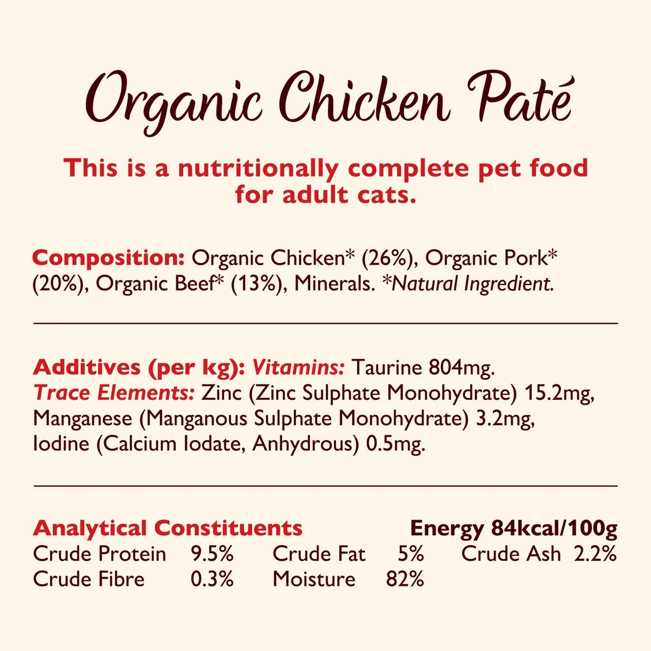 Lily's Kitchen Organic Chicken Dinner for Cats 85g