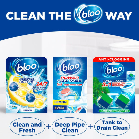 Bloo Toilet Blocks, Toilet Cleaner Block with Cleaning and Foaming Action 2 per pack