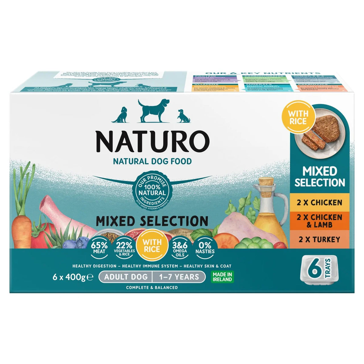 Naturo Adult Dog with Rice Variety Trays 6 x 400g