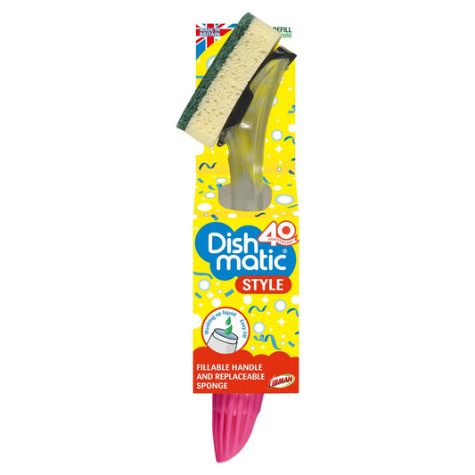 Dishmatic Fillable Washing Up Brush with Heavy Duty Sponge