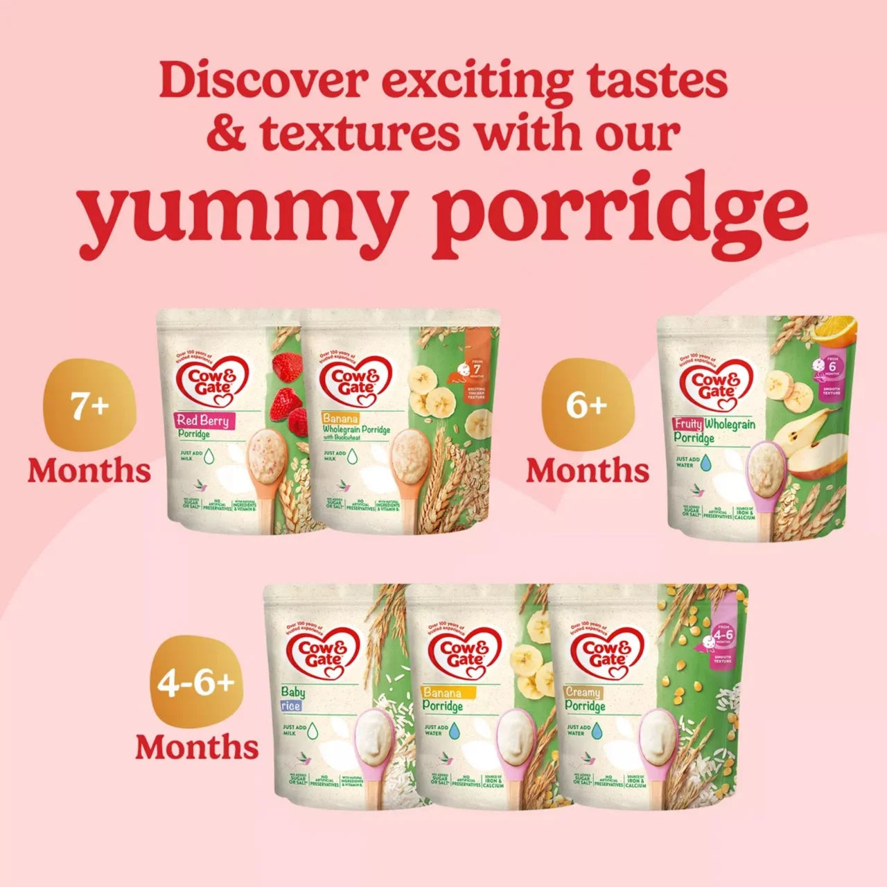 Cow & Gate Banana Porridge Baby Cereal 6+ Months 125g