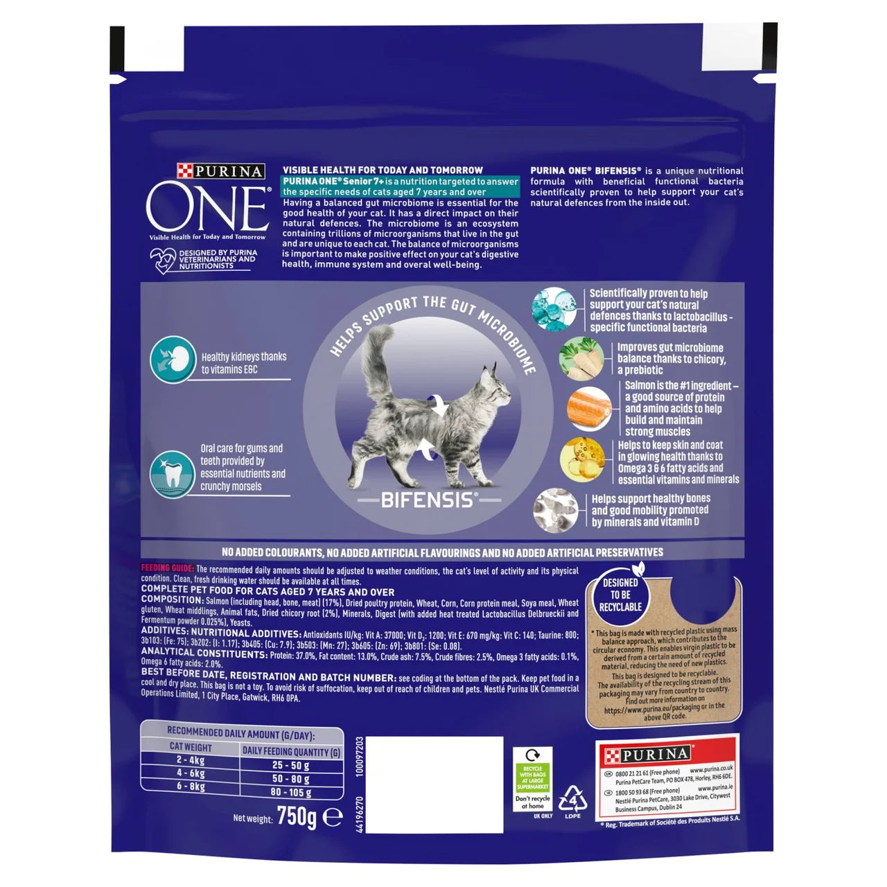 Purina One Senior 7+ Salmon Dry Cat Food 750g