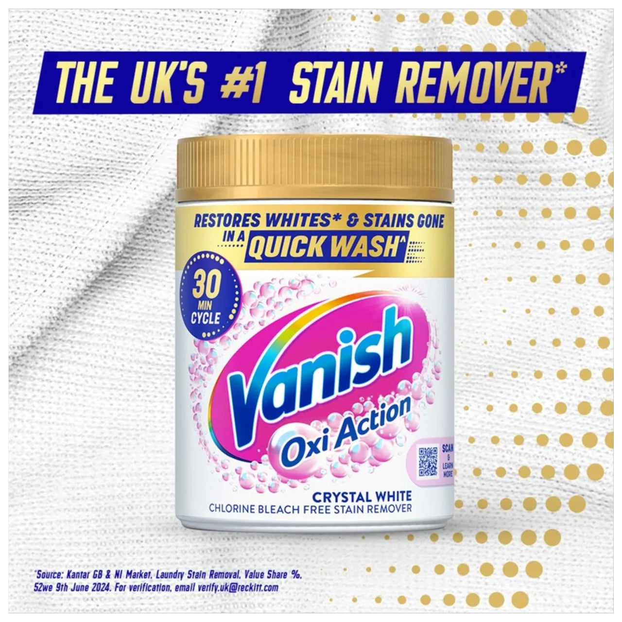 Vanish Oxi Action Fabric Stain Remover Powder Whites 470g