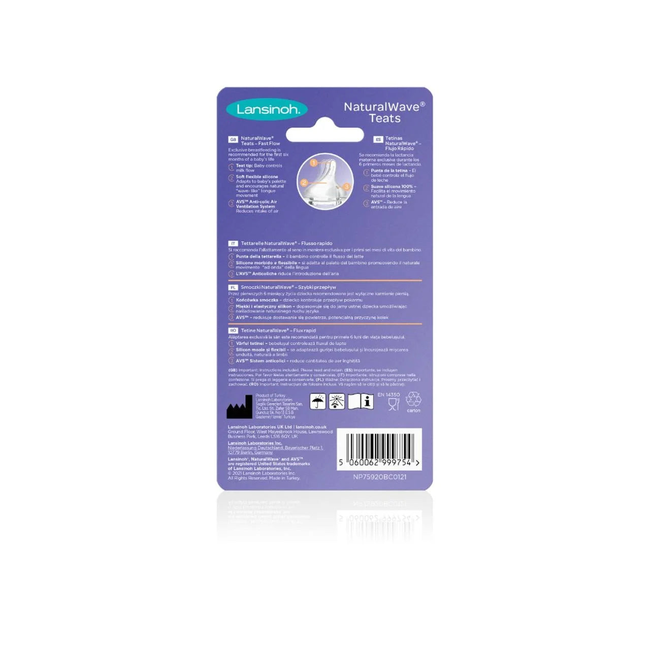 Lansinoh Silicone Bottle Teats Fast Flow 2 per pack
