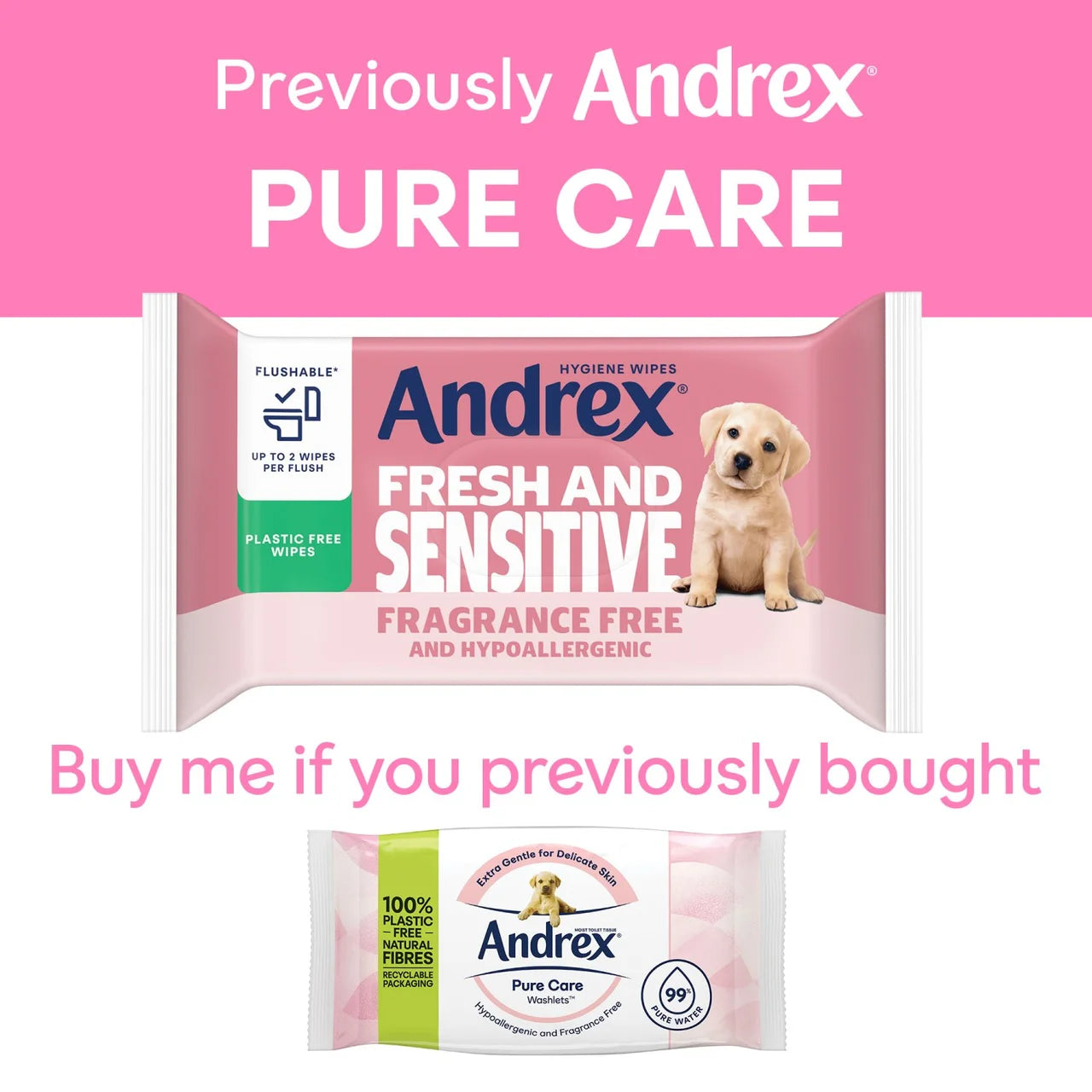 Andrex Fresh and Sensitive Flushable Hygiene Wipes 30 per pack