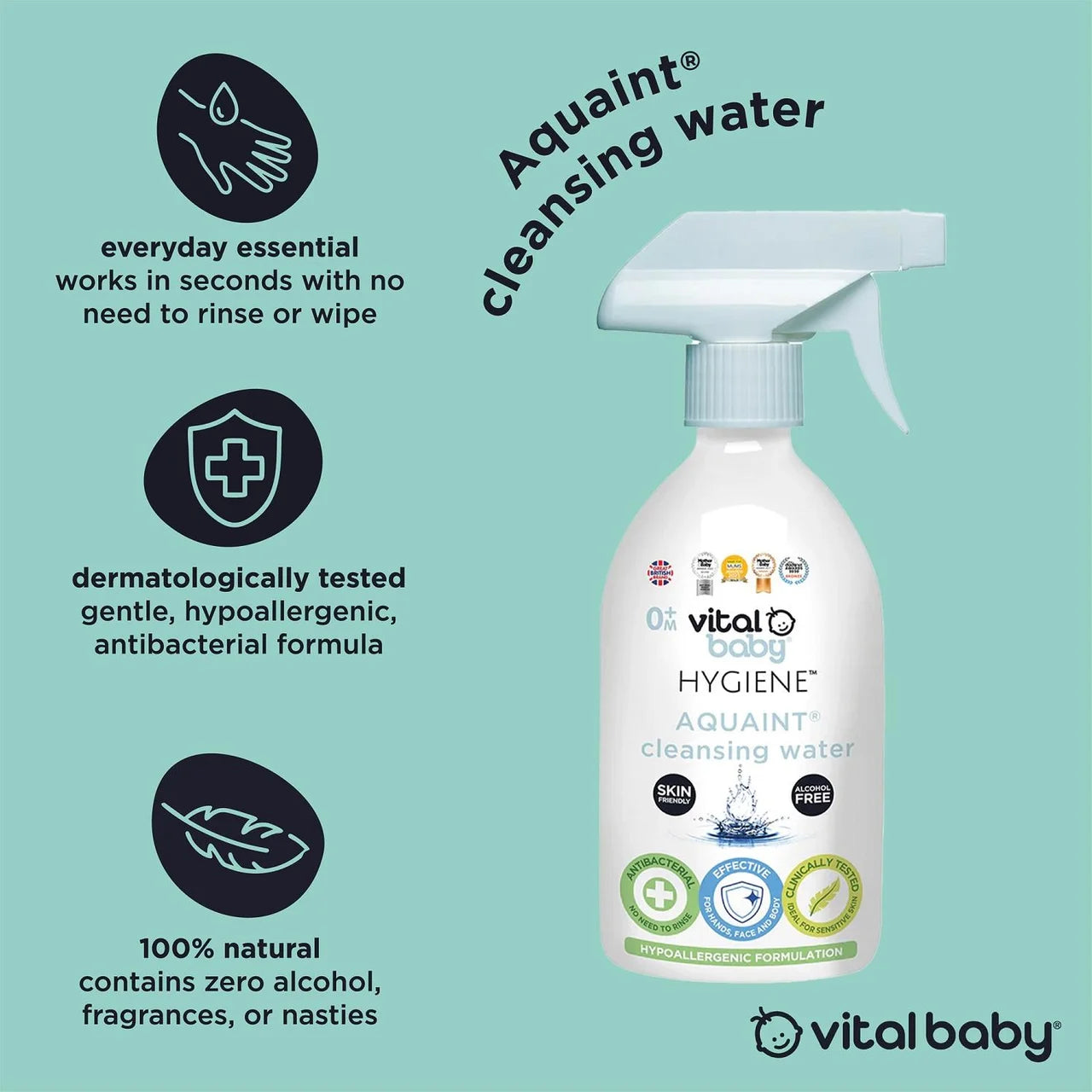 Vital Baby Hygiene AQUAINT Cleansing Water 500ml