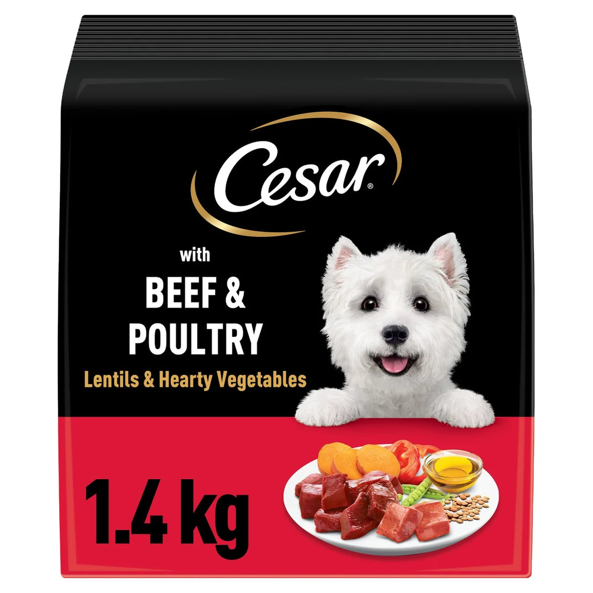 Cesar Complete Dry Adult Dog Food with Beef, Poultry and Vegetables 1.4kg