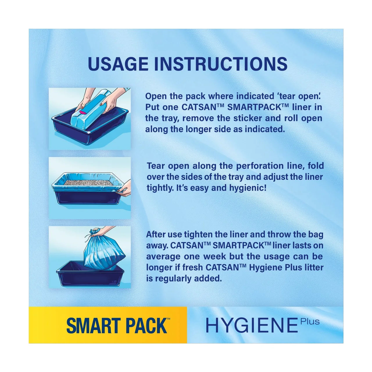 Catsan Hygiene Smart Pack 2x Inlays Cat Litter Dust-Free Litter Tray Liner 2 x 1.9kg