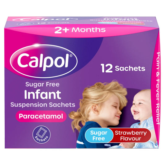 Calpol Infant Sugar Free Suspension Sachets Strawberry 2+ Months 12 per pack