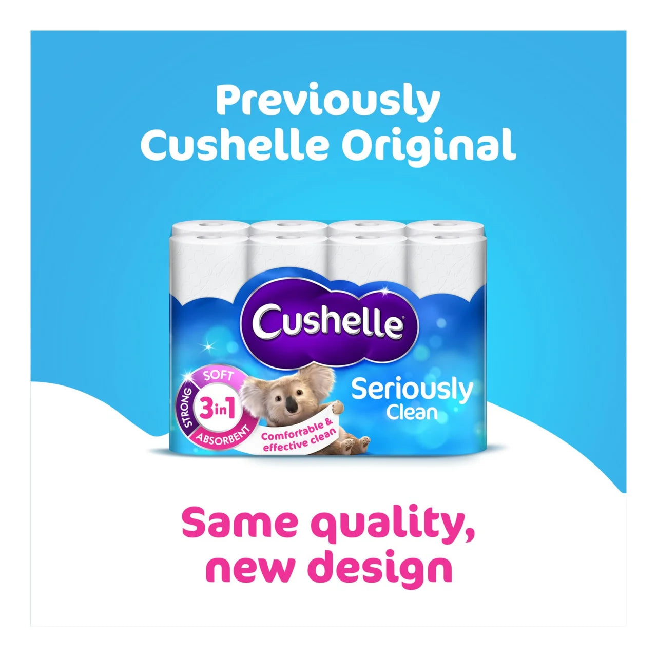 Cushelle Seriously Clean Toilet Roll, Standard Rolls 24 per pack