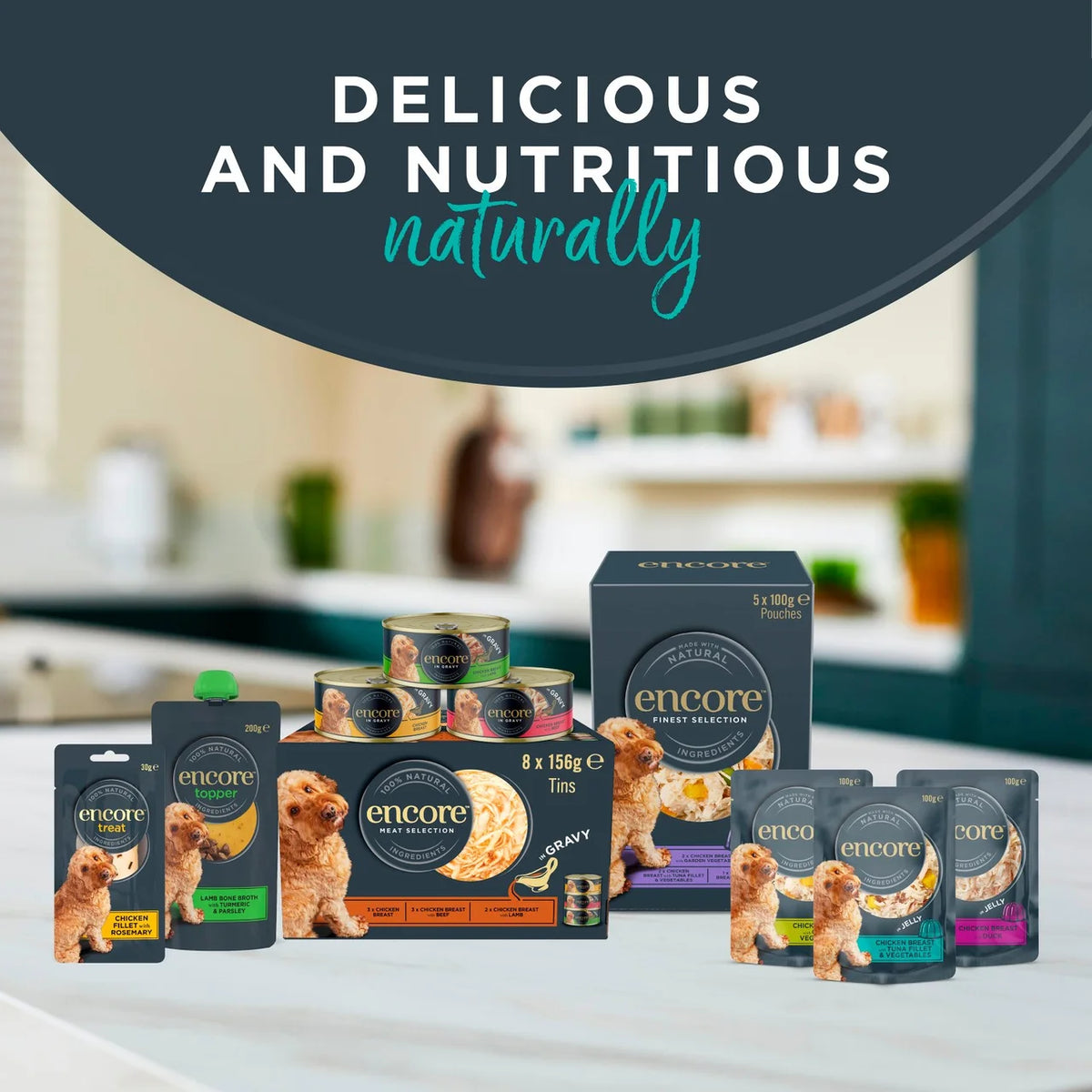 Encore Natural Wet Dog Food Multipack Chicken Selection Tins in Broth 8 x 156g